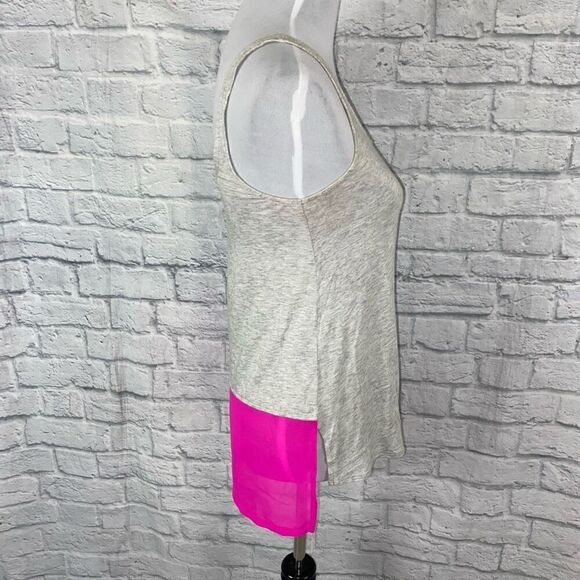 Express women XS dream weight cotton tank top w/back sheer light grey/pink - Picture 3 of 8